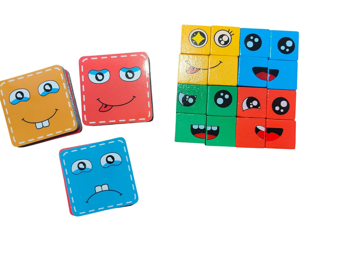 Face Change Puzzle Cubes, 16 Pieces with Challenge Cards, Ages 3+