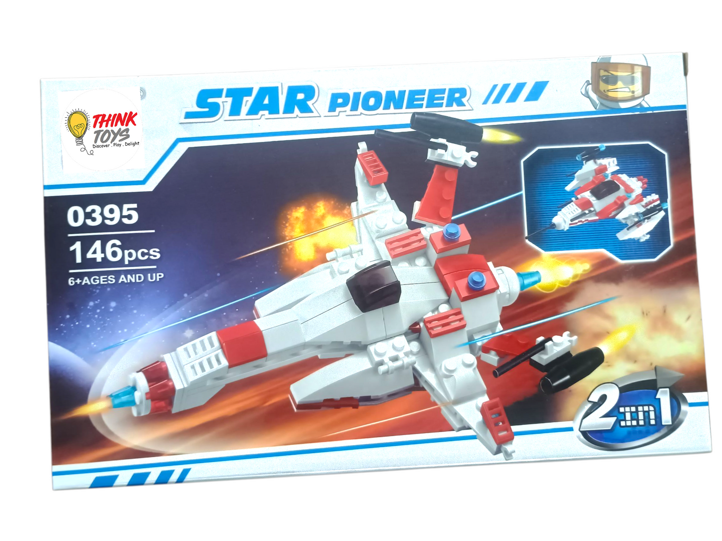 ThinkToys - 2 in 1 Space Battleship Building Blocks 146 pieces