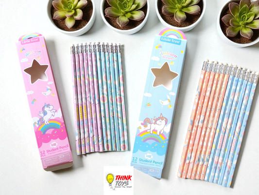 Unicorn Printed Glossy Pencil Gift sets ( Pack of 2 - 1 pink and 1 blue)