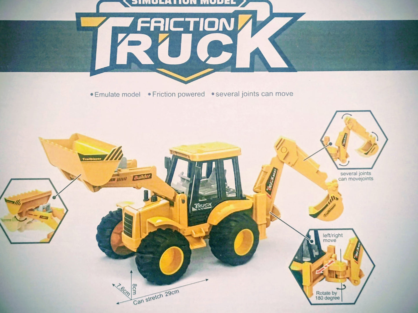 2 in 1 JCB - Push and Go Friction Based Construction Toy Vehicle