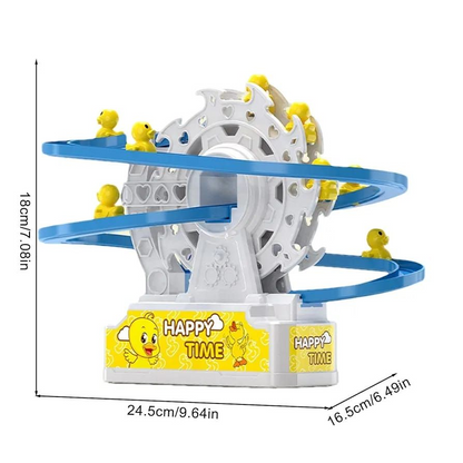 Small Duck Climbing Stairs Toy – Electric Happy Duck Ferris Wheel Track Slide with LED Lights & Music | Ideal Gift for Kids Age 3+