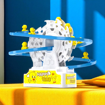 Small Duck Climbing Stairs Toy – Electric Happy Duck Ferris Wheel Track Slide with LED Lights & Music | Ideal Gift for Kids Age 3+