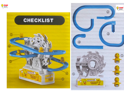 Small Duck Climbing Stairs Toy – Electric Happy Duck Ferris Wheel Track Slide with LED Lights & Music | Ideal Gift for Kids Age 3+