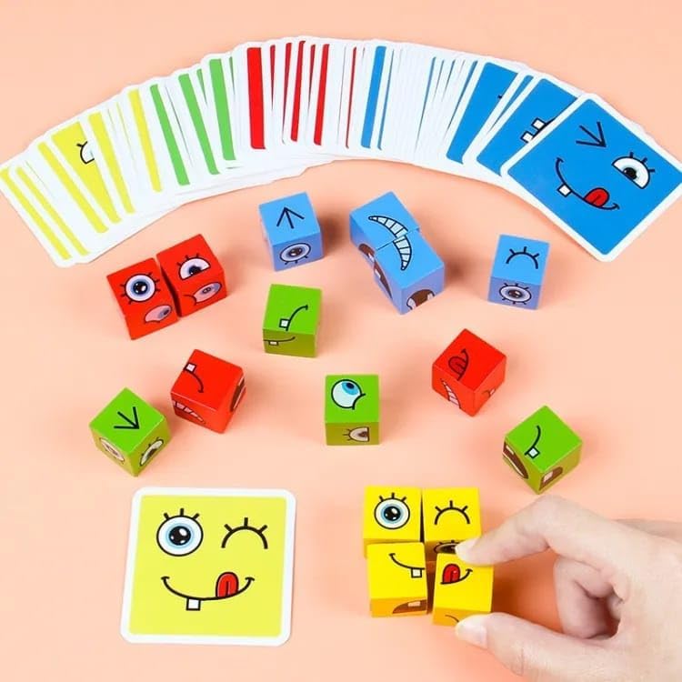 Face Change Puzzle Cubes, 16 Pieces with Challenge Cards, Ages 3+