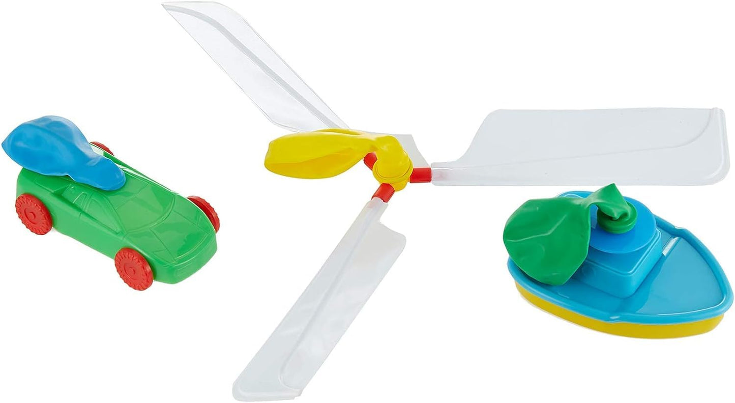 3 in 1 Power Balloon Car Toy for Kids DIY Scientific Toy Set Helicopter Racer Boat Fun Play