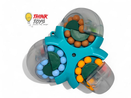Fingertip Gyro Flower Double Side Rotating 3 Petal Memory Boosting Magic Bean Fidget Cube (Pack of 1)