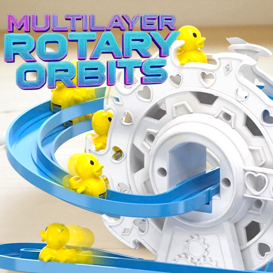 Small Duck Climbing Stairs Toy – Electric Happy Duck Ferris Wheel Track Slide with LED Lights & Music | Ideal Gift for Kids Age 3+