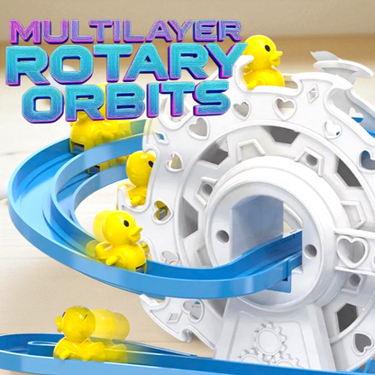 Small Duck Climbing Stairs Toy – Electric Happy Duck Ferris Wheel Track Slide with LED Lights & Music | Ideal Gift for Kids Age 3+