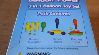3 in 1 Power Balloon Car Toy for Kids DIY Scientific Toy Set Helicopter Racer Boat Fun Play