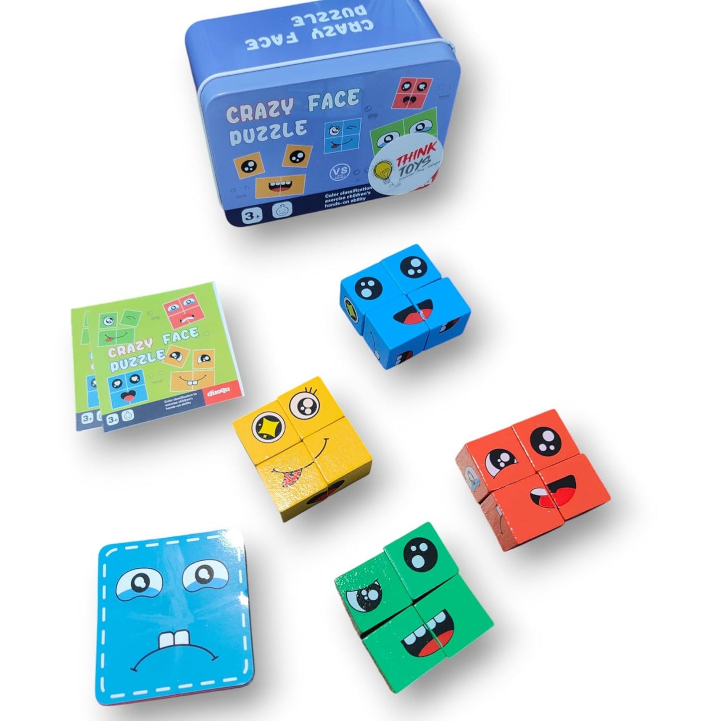 Face Change Puzzle Cubes, 16 Pieces with Challenge Cards, Ages 3+