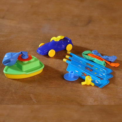 3 in 1 Power Balloon Car Toy for Kids DIY Scientific Toy Set Helicopter Racer Boat Fun Play