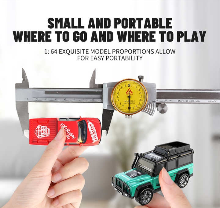 Mini Alloy Off-Road RC Car for Kids 6+ 1:64 Scale Remote Control Car , 2.4Ghz, Type C - USB Rechargeable