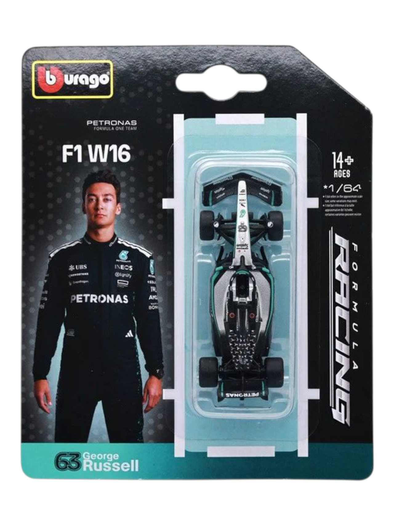 Bburago 1:64 Mercedes AMG Petronas F1 W16 #63 George Russell – Official Diecast Model
Car