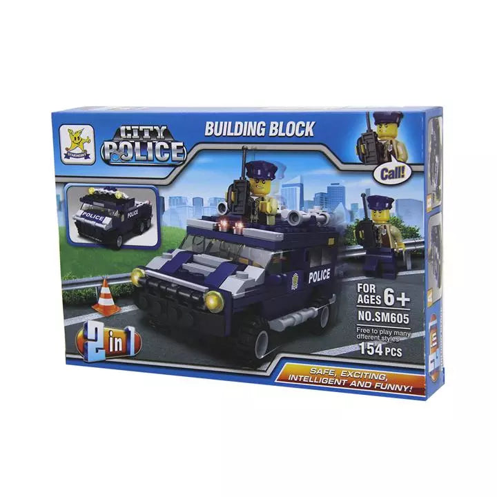 2 in 1 - Police Car Building Blocks Set