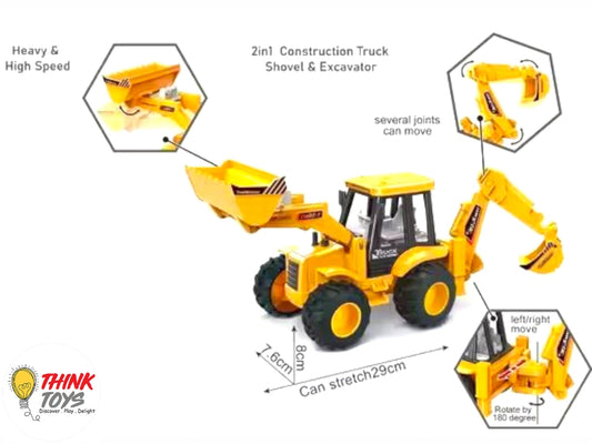 2 in 1 JCB - Push and Go Friction Based Construction Toy Vehicle