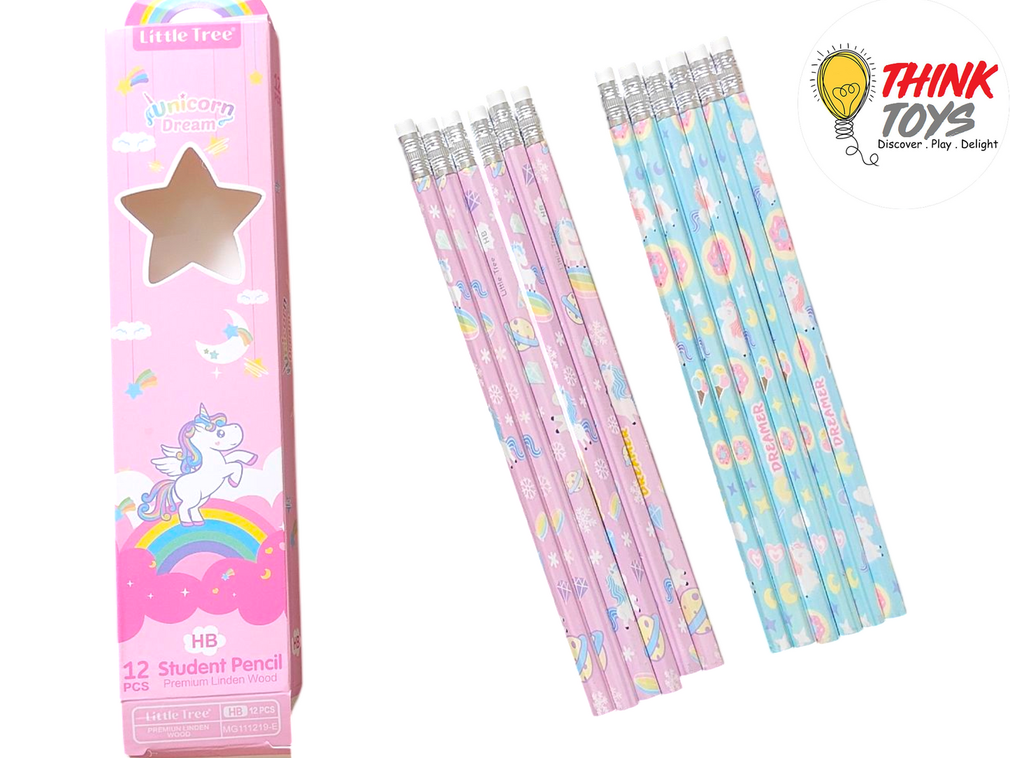 Unicorn Printed Glossy Pencil Gift sets ( Pack of 2 - 1 pink and 1 blue)