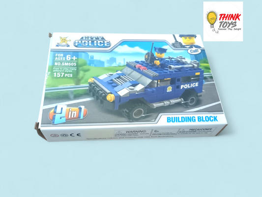 2 in 1 - Police Car Building Blocks Set