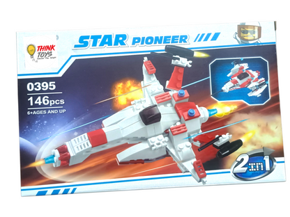 ThinkToys -  2 in 1 Space  Battleship Building Blocks 146 pieces