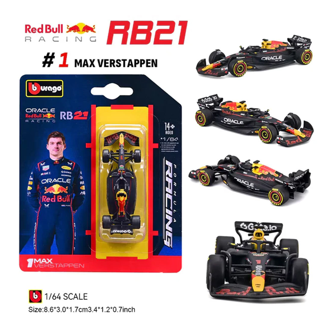 Bburago 1:64 Red Bull Racing RB21 #1 Max Verstappen – Official F1 Diecast Model Car
