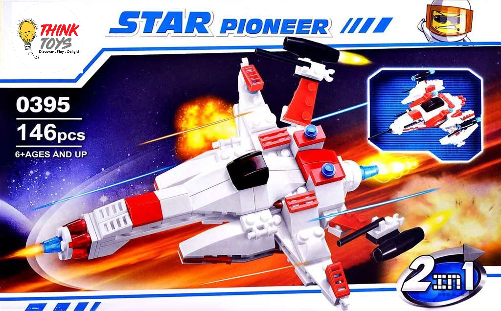 ThinkToys -  2 in 1 Space  Battleship Building Blocks 146 pieces