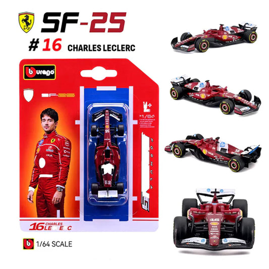 Bburago 1:64 Ferrari SF-25 #16 Charles Leclerc – Official Formula Racing Diecast Model Car